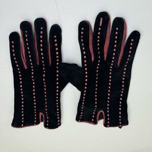 Firenze Collection Suede Gloves Lined Leather Barbie Pink Weave Warm Cozy Blk XL